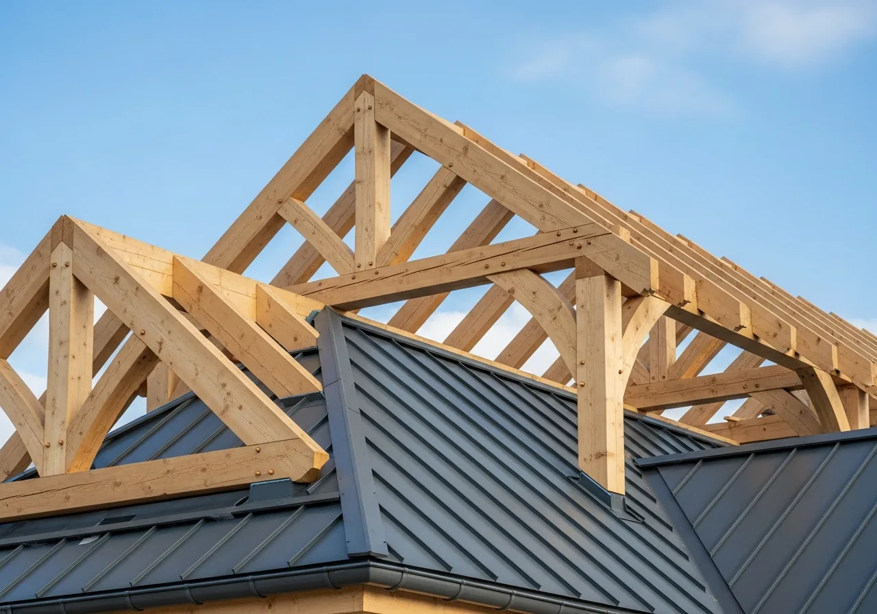 Neuer Dachstuhl aus Holz